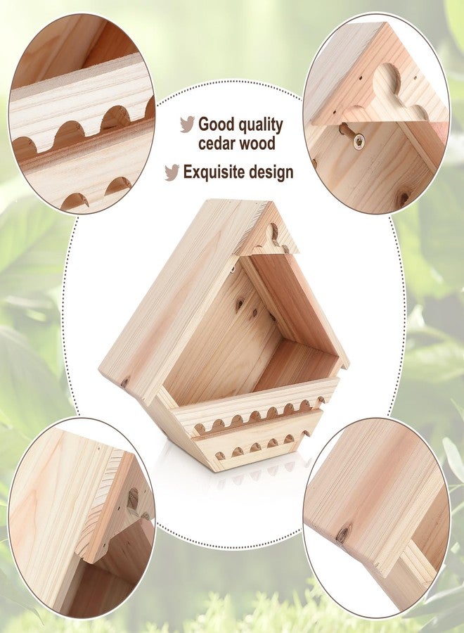 DoubleFill صندوق تعشيش حمام من خشب الأرز من دبل فيل، قطعة واحدة، بيت طيور خشبي خارجي بفتحة مثلثة، مناسب لتعشيش الحمام ووضعه على منصة للراحة، ديكور حديقة - Image 3